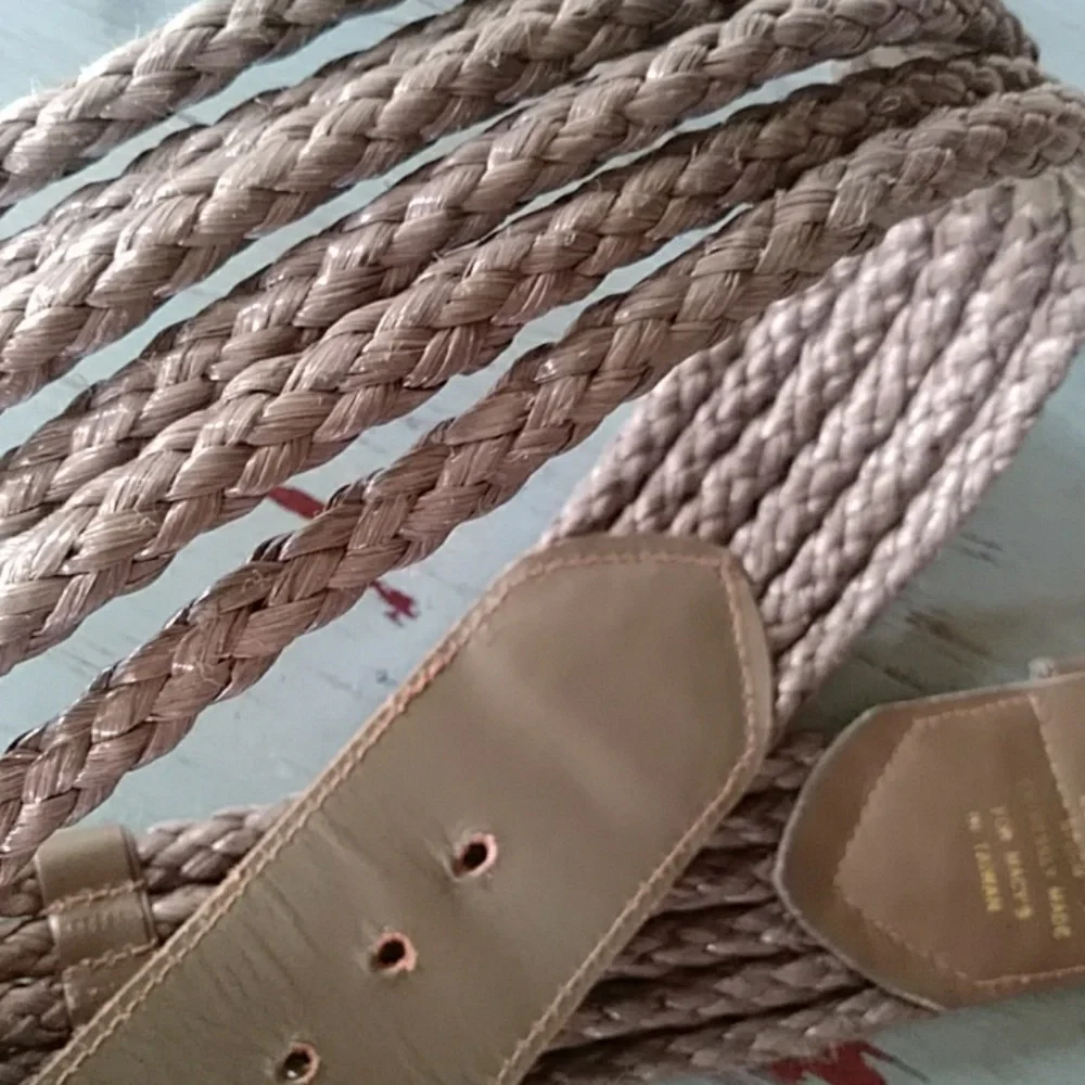 Leather and woven chord belt
